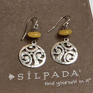 Silpada Serpentine Yellow Scroll‎ Filigree Earrings model W1846 Sterling Silver